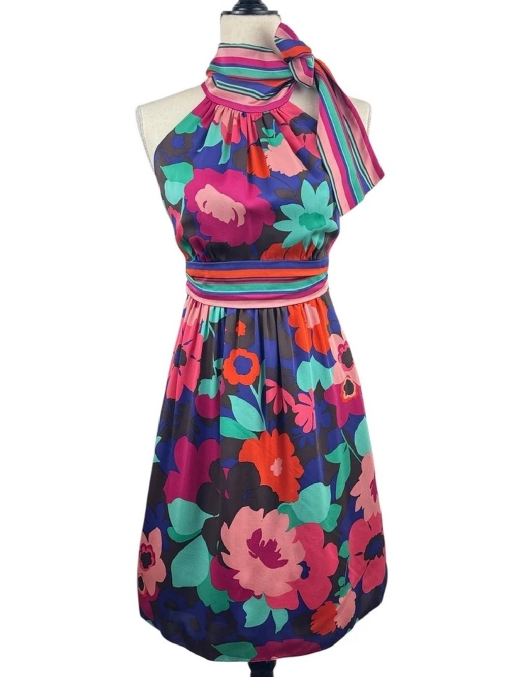 Shoshanna Floral Halter‎ Tie-Neck Dress - Size 8